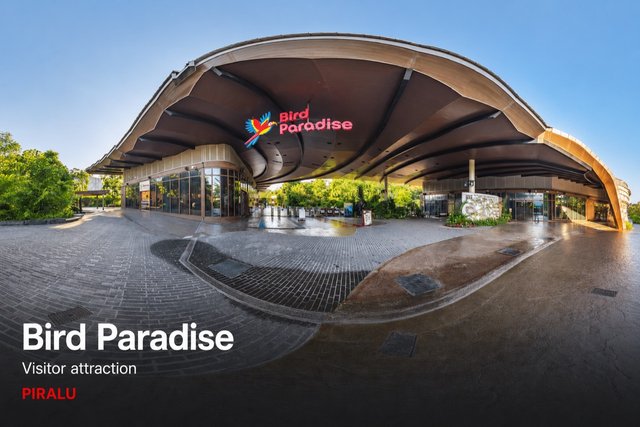 The shell-roofed entrance pavilion at Bird Paradise, Mandai, Singapore, served by Kingspan PIRALU ductwork.
